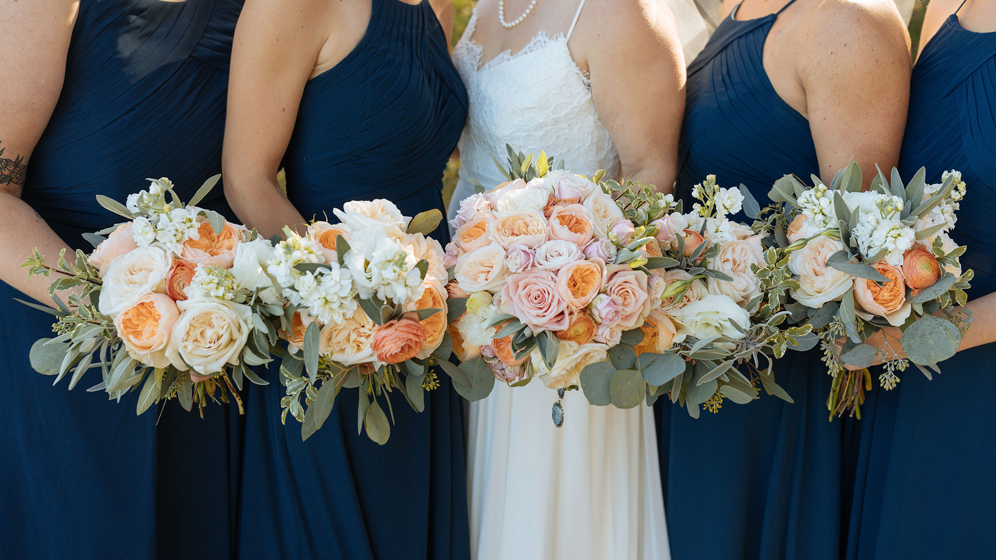 Floral Alphabet - Navy Color Letter U With Flowers Bouquet